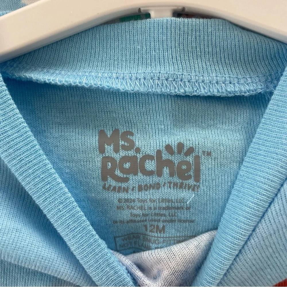 Ms. Rachel Toddler Boys Dinosaur Snug Fit 4-Piece Pajama Set 12 Months